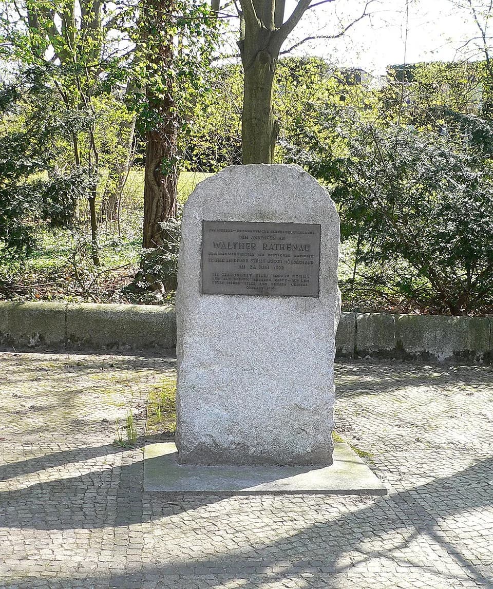 Walther Rathenau - Berlin, Germany: Memorial for Walter Rathenau at Koenigsallee and Erdener Straße. 14193 Berlin, enthüllt am 1.10.1946