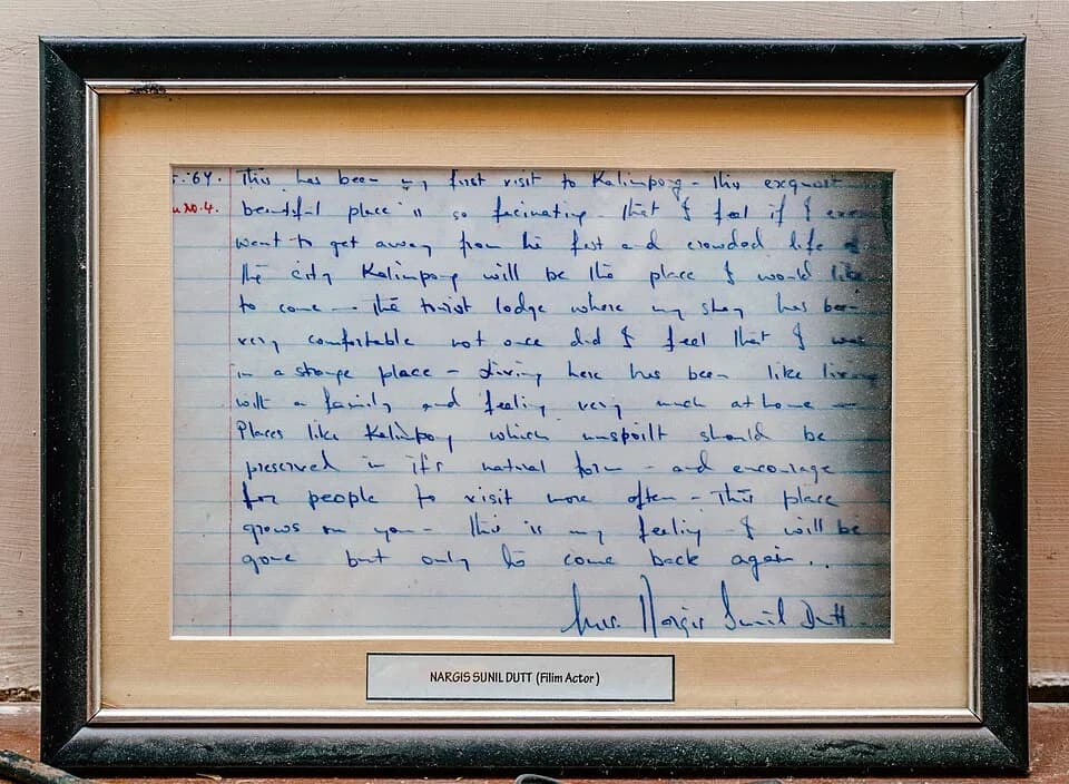 Nargis - Detailed testimonial of famous Actor Nargis and Sunil Dutt of Morgan House, Kalimpong