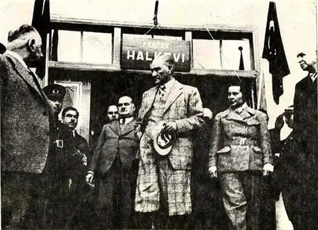 Sabiha Gökçen - Mustafa Kemal Atatürk and his adopted daughter Sabiha Gökçen visiting the Pertek People's House