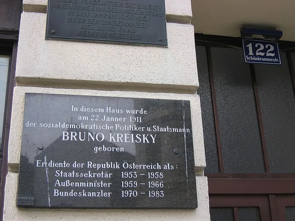 Bruno Kreisky - Bruno Kreisky Gedenktafel bei Schönbrunner Straße 122 - Wien Margareten