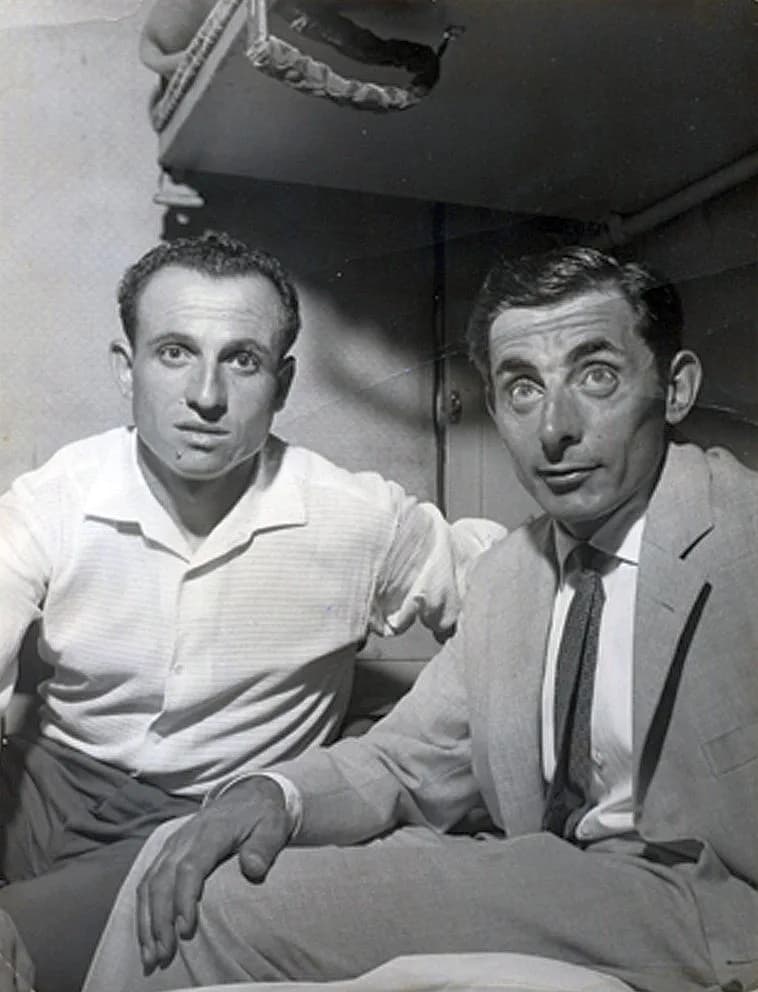 Fausto Coppi - I ciclisti Ercole Baldini (Forlì, 26 gennaio 1933), a sinistra, e Fausto Coppi (Castellania, 15 settembre 1919 – Tortona, 2 gennaio 1960), a destra, Milano, 26 agosto 1958
