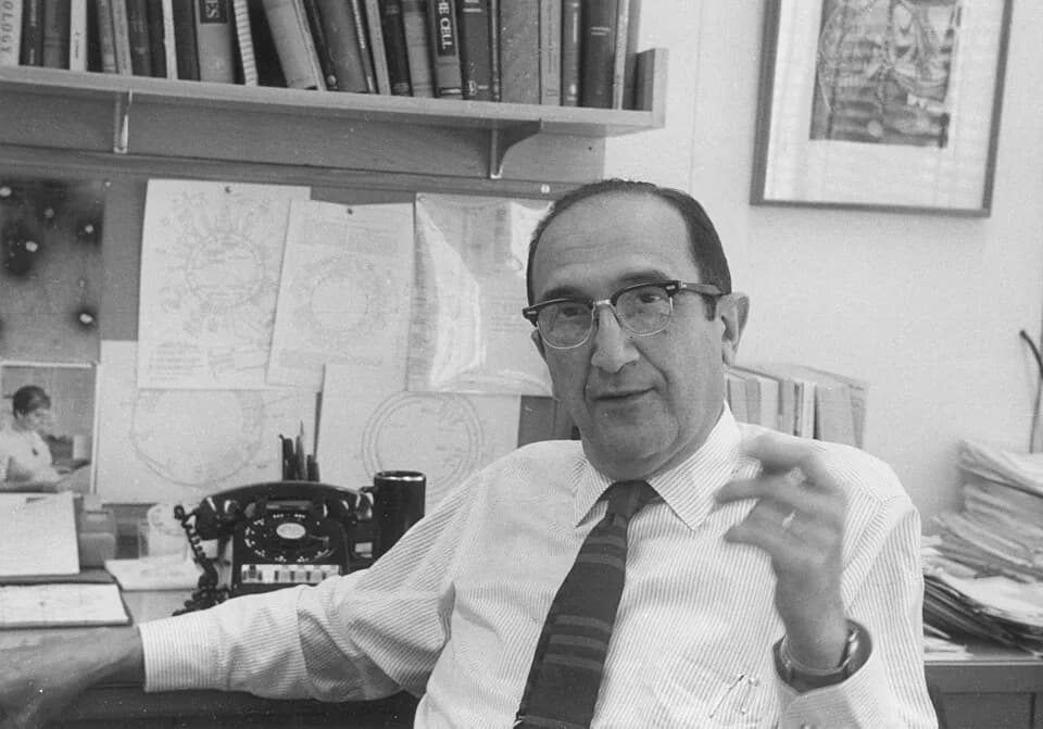 Salvador Luria - Informal photo of Luria at his desk at MIT, possibly at the time of his Nobel Prize award in 1969.
