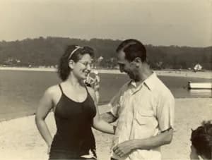 Salvador Luria - Salvador and Zella Luria on the beach at Cold Spring Harbor. Photographic Print.
