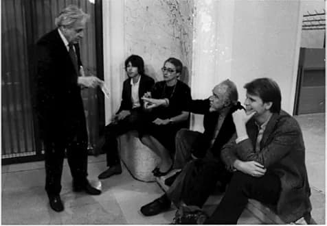 György Ligeti - From left to right: György Ligeti, his son Lukas Ligeti, his wife Vera Ligeti, Conlon Nancarrow, and Michael Daugherty at the ISCM World Music Days in Graz, Austria, 1982