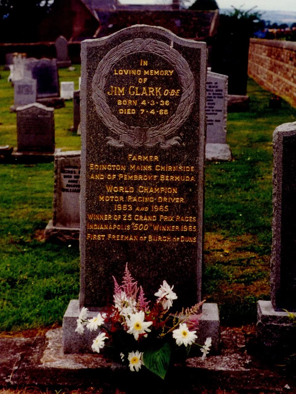 Jim Clark - World Champion driver Jim Clark's grave.