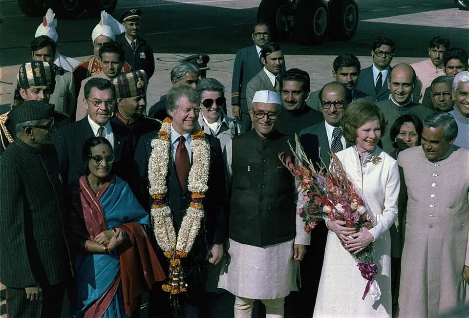 Neelam Sanjiva Reddy - Officials of India welcome Jimmy Carter and Rosalynn Carter during an arrival ceremony in New Delhi, India.