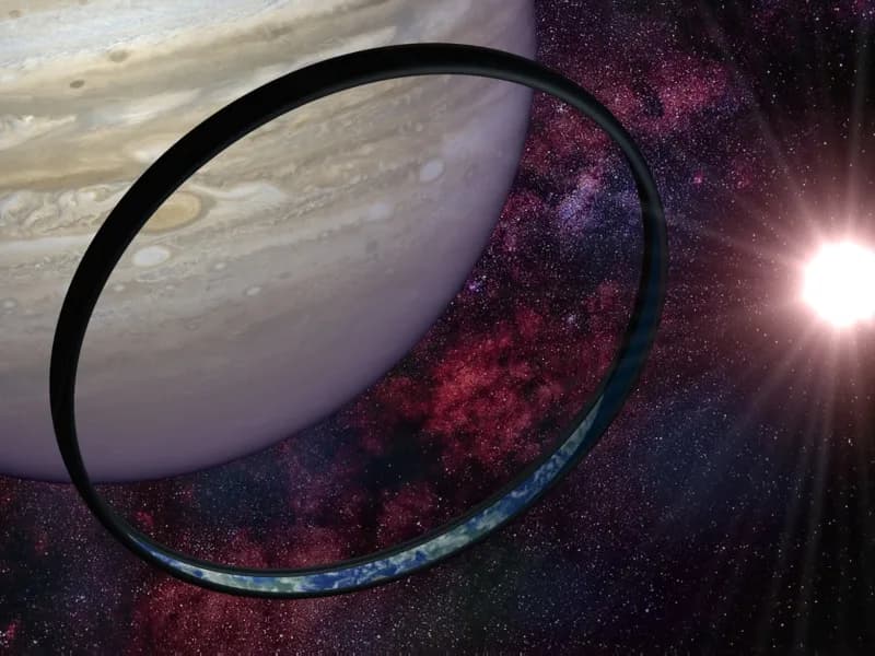 Iain Banks - Artist's impression of an Orbital from the "Culture" setting of Iain M. Banks. Note that the scale of the Orbital depicted in this image is inaccurate; it is shown as being smaller than J