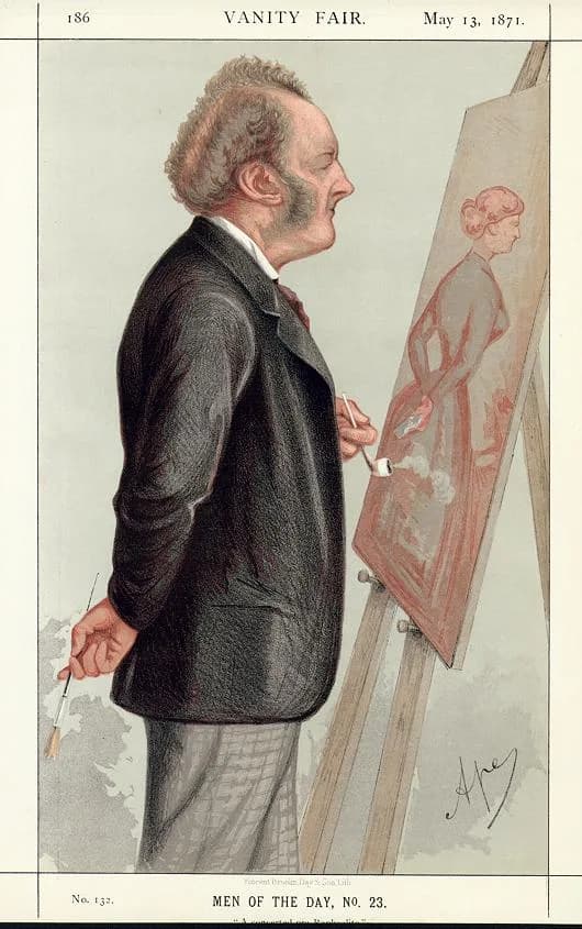 John Everett Millais - Caricature of John Everett Millais (1829-1896). Caption read "A converted pre-Raphaelite".