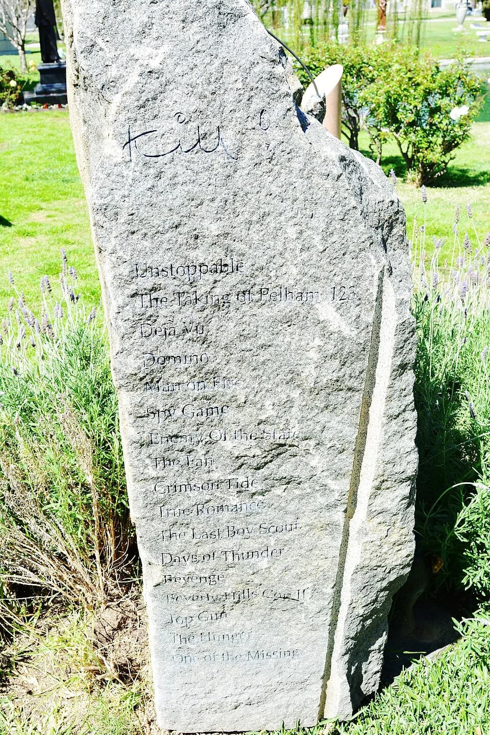 Tony Scott - The grave of film director Tony Scott, Hollywood Forever Cemetery, Los Angeles, California. The grave marker lists his films as a director.