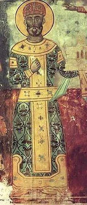 David IV of Georgia - A medieval fresco of the Georgian King David IV from the English Wikipedia.