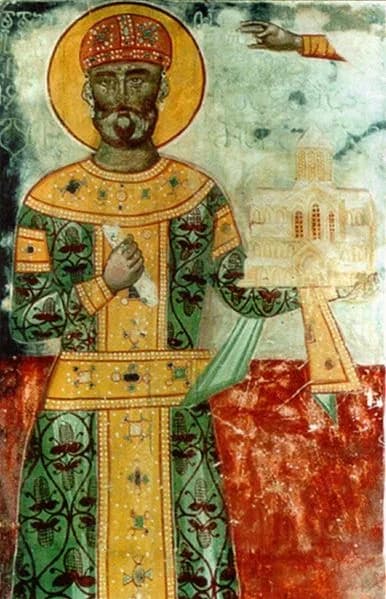 David IV of Georgia - A medieval fresco of the Georgian King David IV from Gelati Monastery