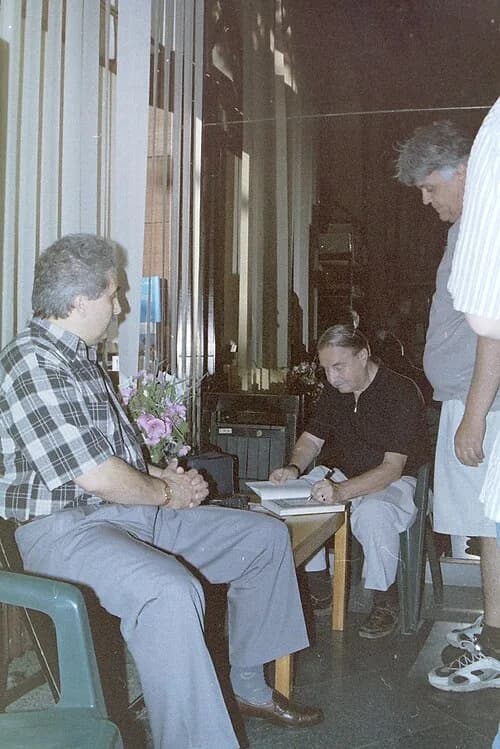 Milorad Pavić - Гостовање Милорада Павића у књижари Драганић у Панчеву, 1999. г.