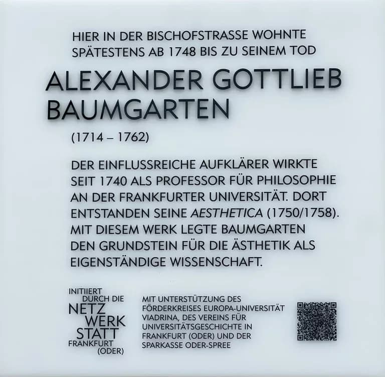 Alexander Gottlieb Baumgarten - Erinnerungstafel Alexander Gottlieb Baumgarten in Frankfurt (Oder)