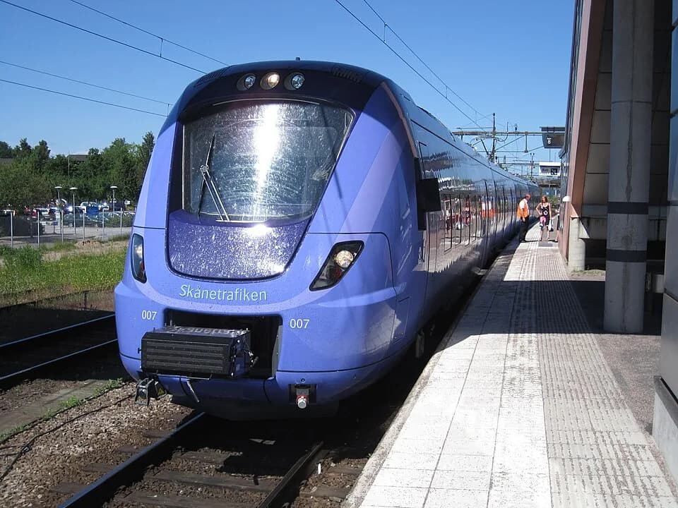 Birgit Nilsson - "Birgit Nilsson" the first of the new X61 type of "pågatåg" (the commuter trains in Skåne, Sweden); seen here at Hässleholm Central.