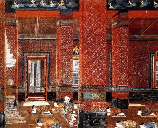 Phutthayotfa Chulalok - A painting of Nguyễn Ánh (or Ong Chiang Sue in Thai) in audience with King Rama I in the Amarin Throne Hall in Bangkok 1782.