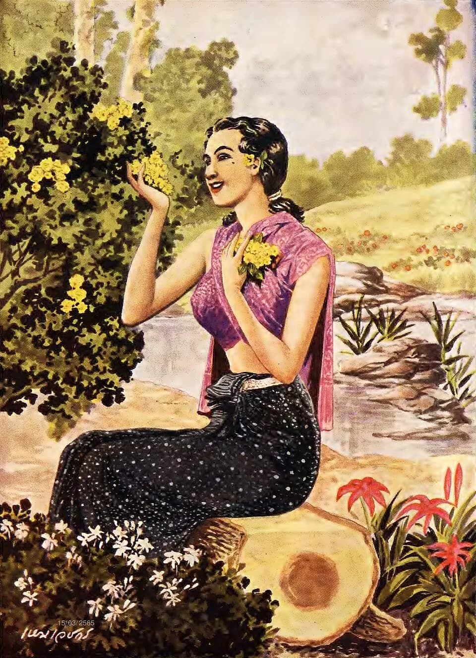 Phutthayotfa Chulalok - An illustration of the book mentioned in the source, depicting Usa, a character from Unnarut, a poem by Rama I.