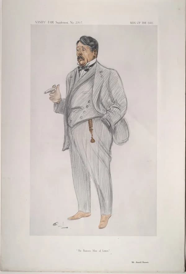 Arnold Bennett - Men of the Day No.2317: Caricature of Mr Enoch Arnold Bennett.

Caption reads: "The Business Man of Letters"