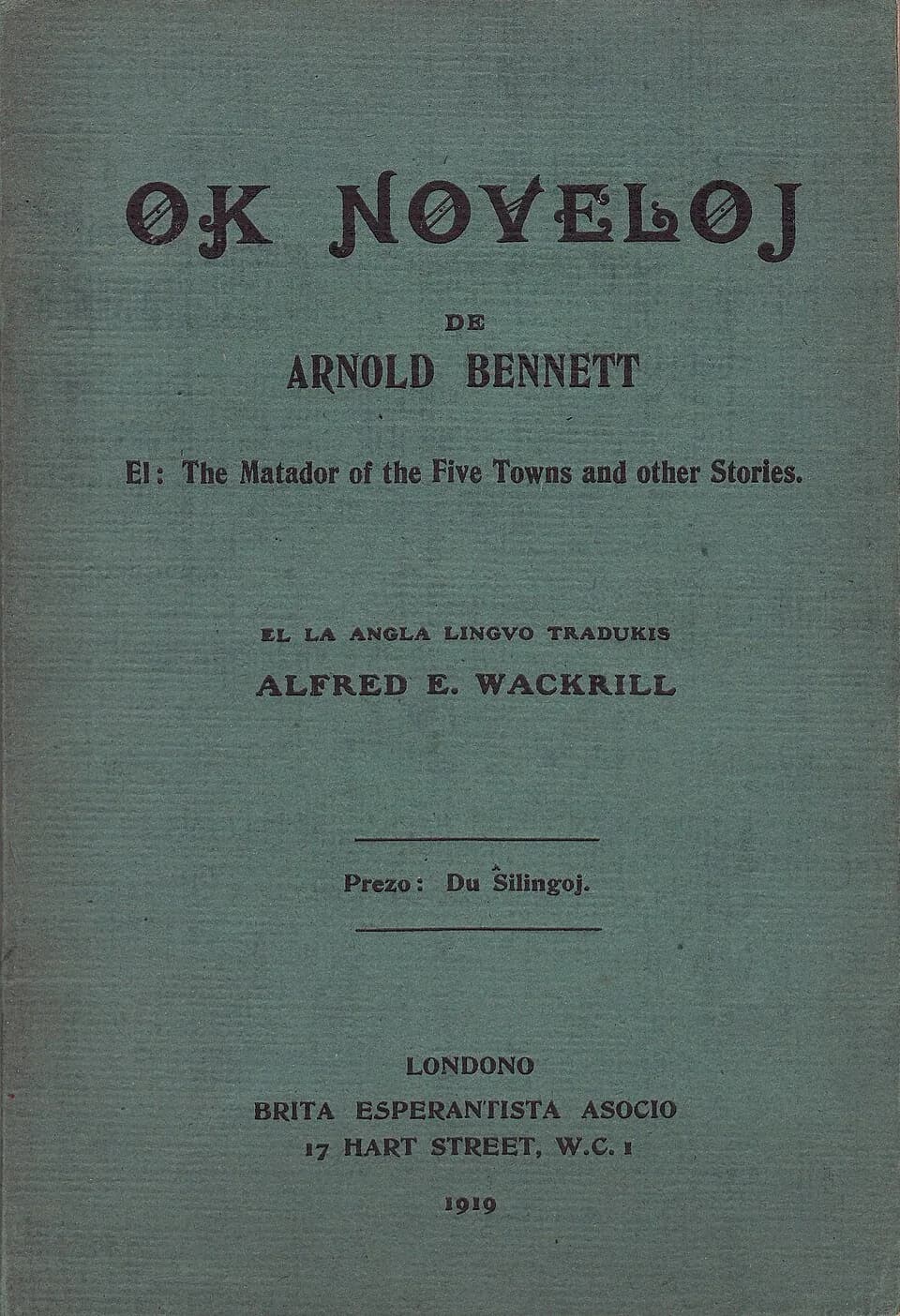Arnold Bennett - kovrilo de "Ok Noveloj", 1919