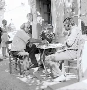 Lawrence Durrell - Dimitri Papadimos with Lawrence Durell and BBC producer Peter Adams