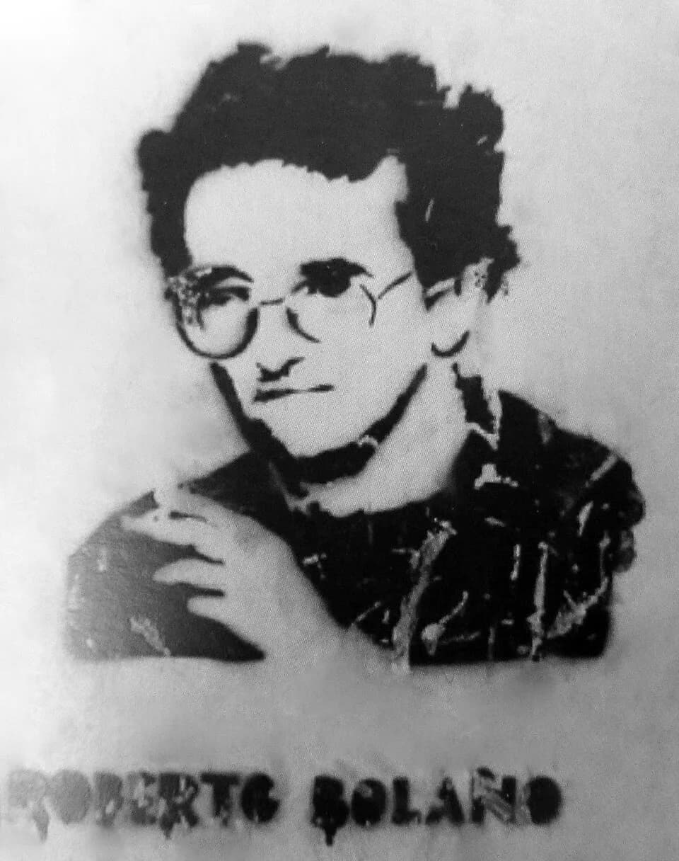 Roberto Bolaño - Esténcil de Roberto Bolaño en Barcelona en 2012.
(Barrio de Sant Antoni)