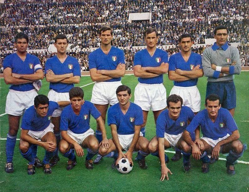 Giacinto Facchetti - Group photograph of the Italian national association football team that beat Poland 6-1 in Rome at Stadio Olimpico during the European qualifying of the 1966 FIFA World Cup. From 