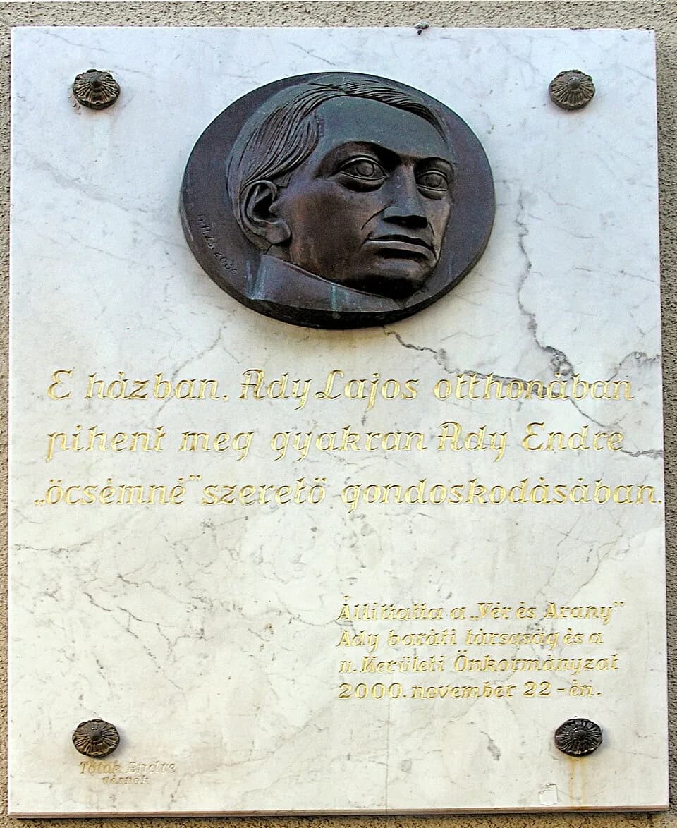 Endre Ady - Commemorative plaque of Endre Ady (Budapest District II, Lövőház Street No 13)