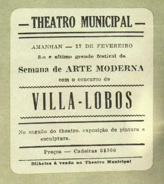 Heitor Villa-Lobos - Cartaz da Semana de Arte Moderna. Brasil, cidade de São Paulo, 1922.