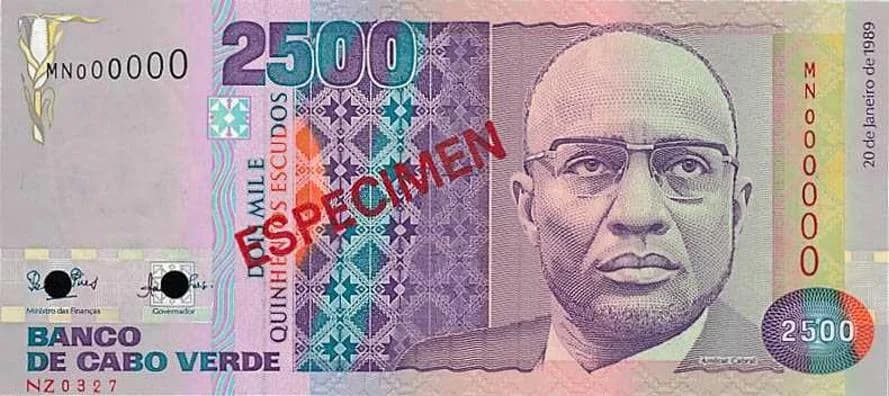 Amílcar Cabral - Cape-verdean 1989 2500CVE note - front