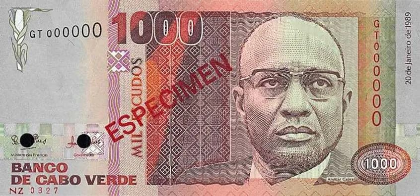 Amílcar Cabral - Cape-verdean 1989 1000CVE note - front
