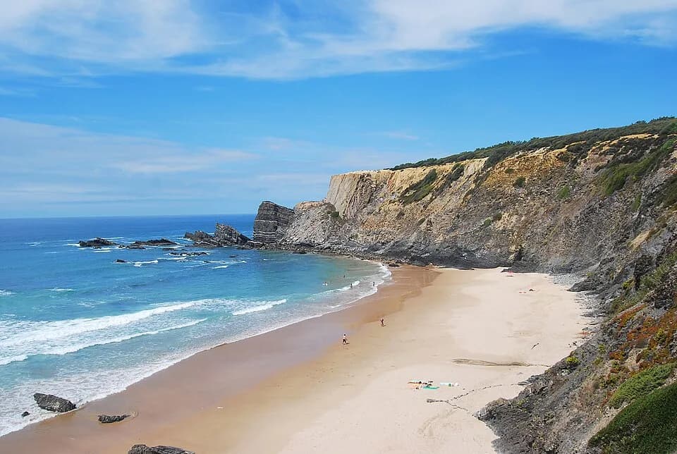 Amália Rodrigues - Praia da Amália, named after the well known singer Amália Rodrigues. She had a house in front of this beach in Brejão, parish of São Teotónio, in the municipality of Odemira.