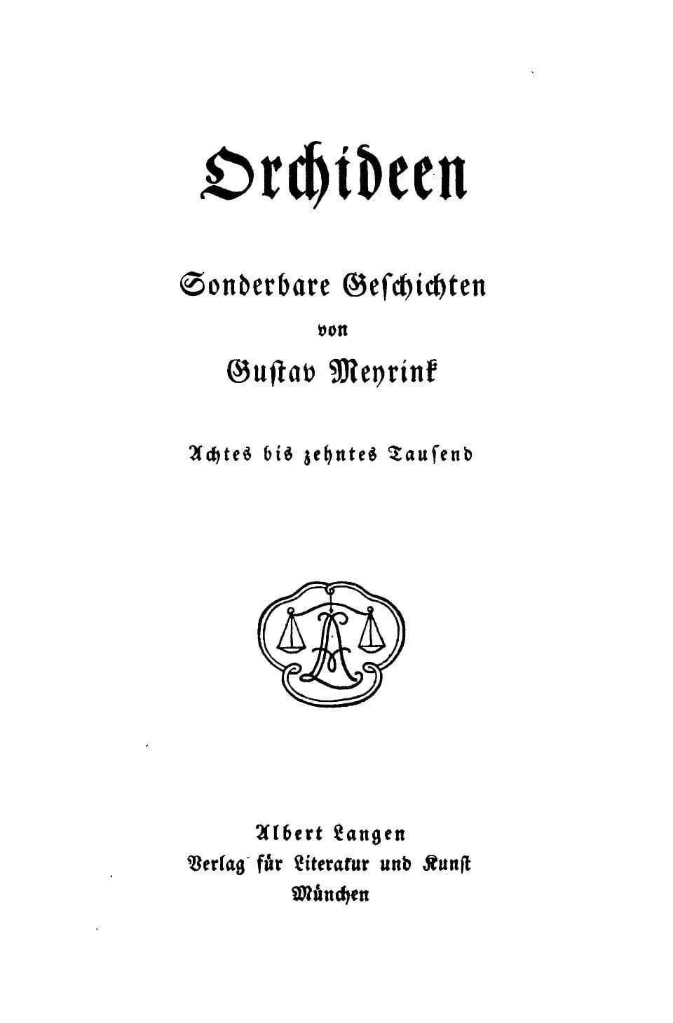 Gustav Meyrink - Cover Orchideen 2