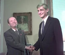 Kiichi Miyazawa - Secretary of Treasury Robert Rubin (right) with Japan's Minister of Finance Kiichi Miyazawa