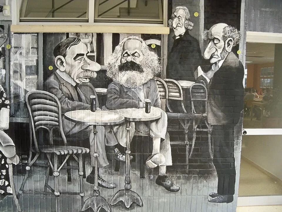 Clive Granger - Detalle del mural Si las paredes hablaran…de Economía de Ángel Idígoras del año 2022 en la Facultad de Ciencias Económicas y Empresariales de la Universidad de Málaga, campus de El Eji