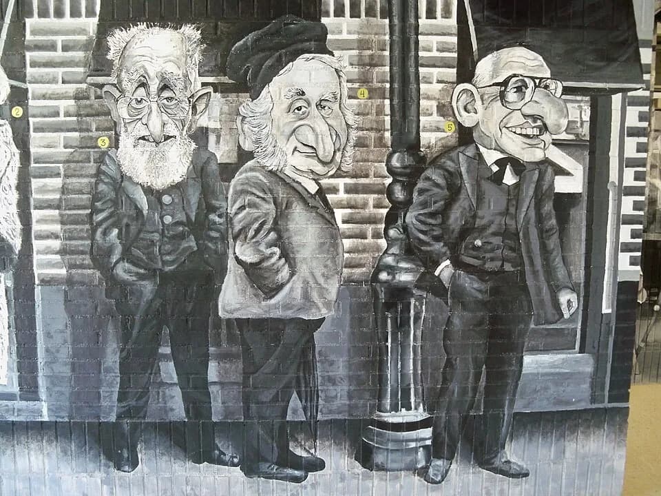 Clive Granger - Detalle del mural Si las paredes hablaran…de Economía de Ángel Idígoras del año 2022 en la Facultad de Ciencias Económicas y Empresariales de la Universidad de Málaga, campus de El Eji