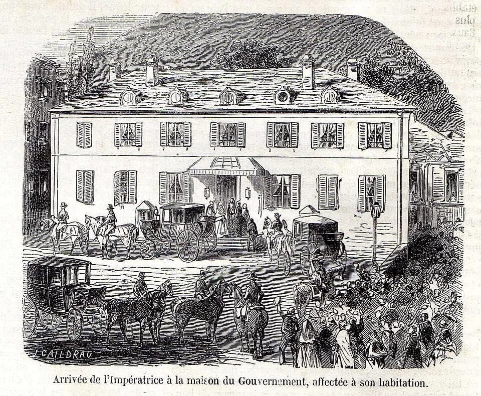 Eugénie de Montijo - Réception de l'impératrice Eugénie à la maison du gouvernement. Eaux-Bonnes, L'Illustration n°646, 14 juillet 1855