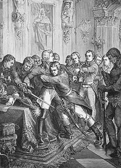 Gustav IV Adolf of Sweden - Deposition and arrest of Gustav IV Adolf, a 19th-century etching.