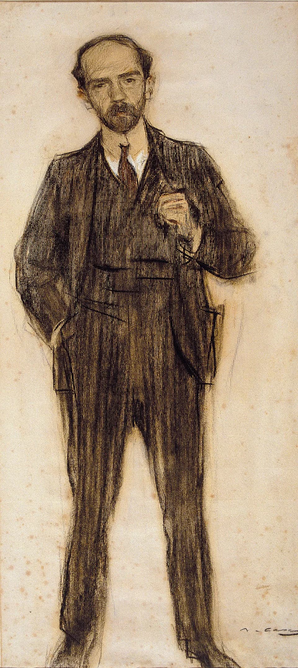 Pío Baroja - Portrait by Ramon Casas conserved at MNAC in Barcelona.