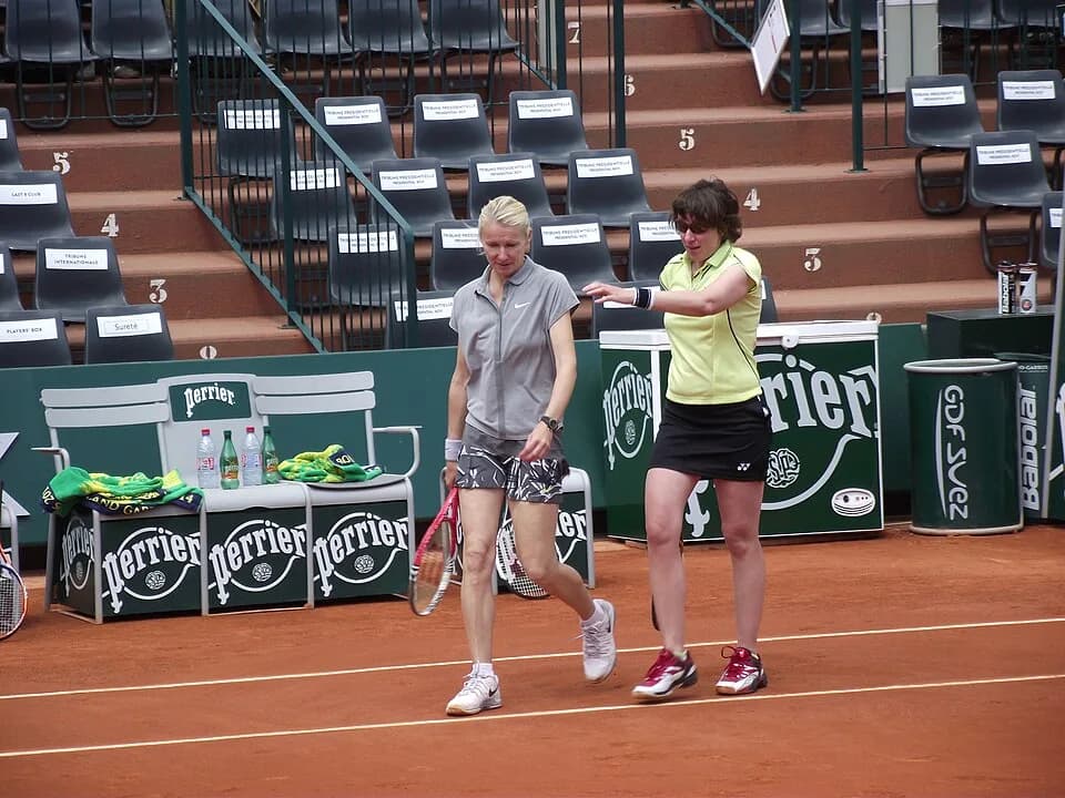 Jana Novotná - Czech Jana Novotna &amp; Belarussian Natasha Zvereva partnering at 2014 French Open Legends event.

2014 Roland Garros, Paris, France.