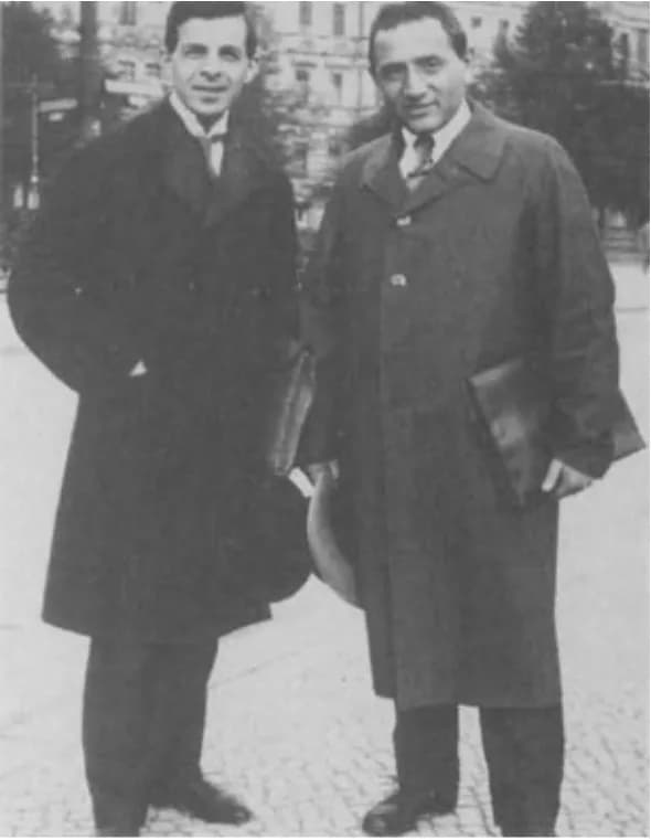 George Pólya - George Pólya (right) and Gábor Szegő (left) delivering the original manuscript of Problems and Theorems in Analysis to Springer in Berlin, 1925