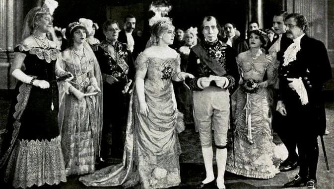 George Arliss - Still from the American film Disraeli (1921) with George Arliss, on page 158 of Peter Milne, Motion Picture Directing; The Facts and Theories of the Newest Art (1922).