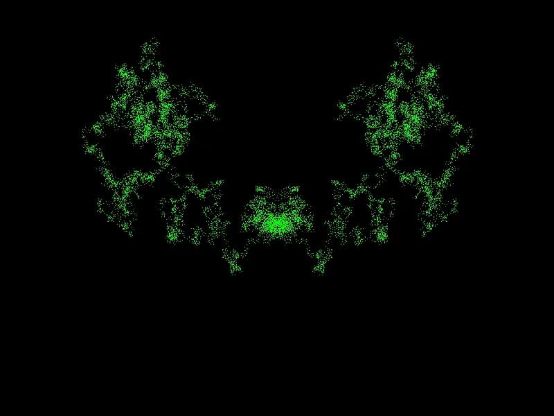 Hermann Rorschach - This green on black simulation of a Rorschach ink blot test was converted from the Sourceforge Escher collection of Java libraries for the X Window System.
The original 256 colour 