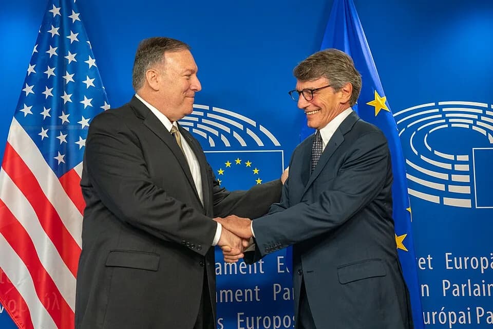 David Sassoli - U.S. Secretary of State Michael R. Pompeo meets with European Parliament President David Sassoli in Brussels, Belgium on September 3, 2019. [State Department photo by Ron Przysucha/ Pu