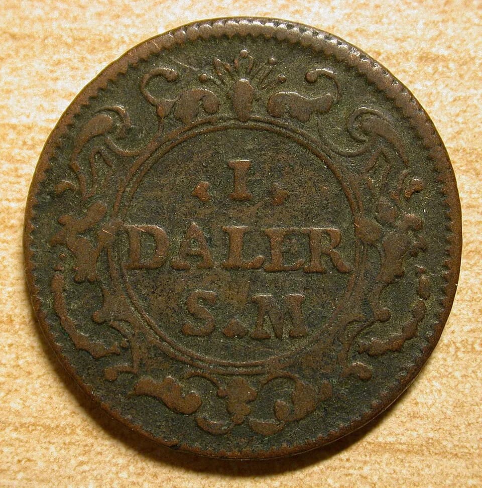 Ulrika Eleonora I of Sweden - Coin token, nominally 1 daler silvermynt 1719 (hoppet). A Swedish copper coin.