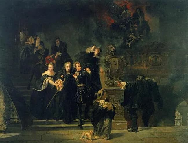 Ulrika Eleonora I of Sweden - It depicts the events of the great castle fire, in Three Crowns Castle, in particular the escape of Princess Hedwig Sophia, old Dowager Queen Hedwig Eleanor, King Carles 