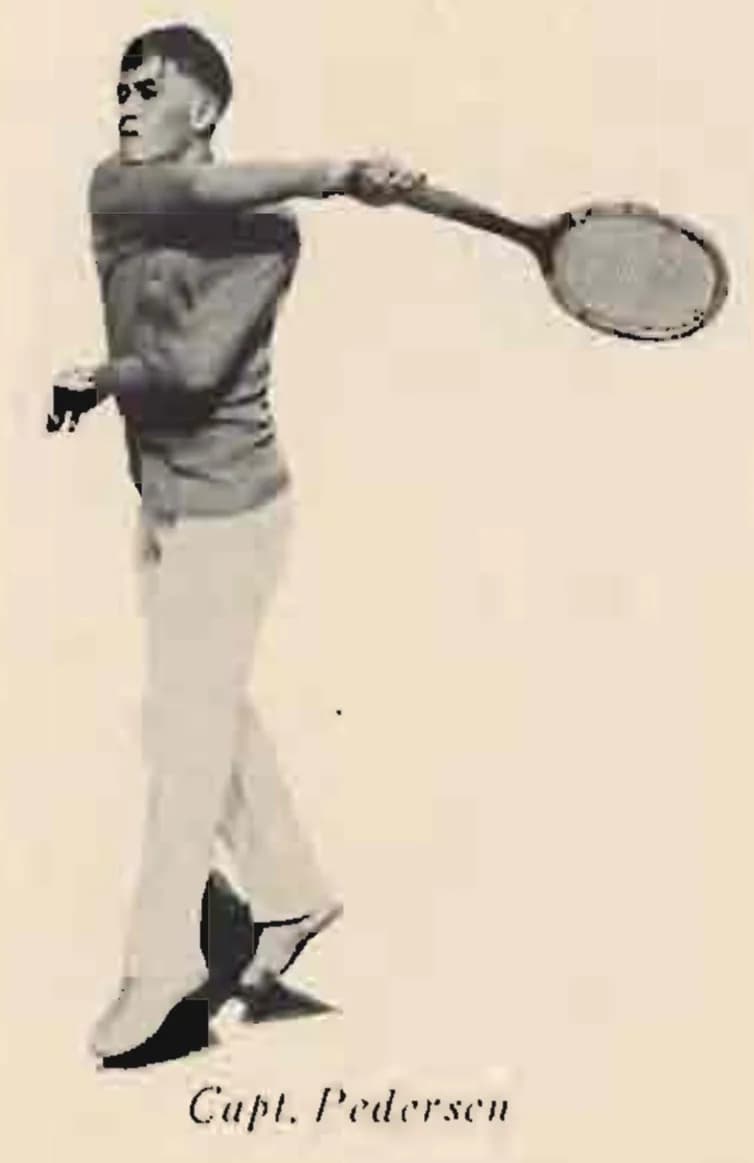 Charles J. Pedersen - Cutout of Pedersen playing tennis