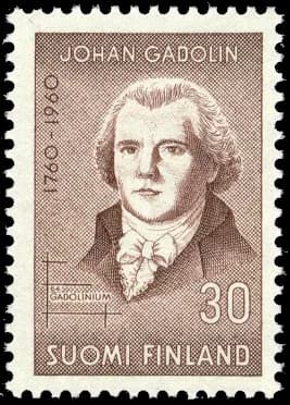 Johan Gadolin - Postage stamp depicting the Finnish chemist and physicist Johan Gadolin
