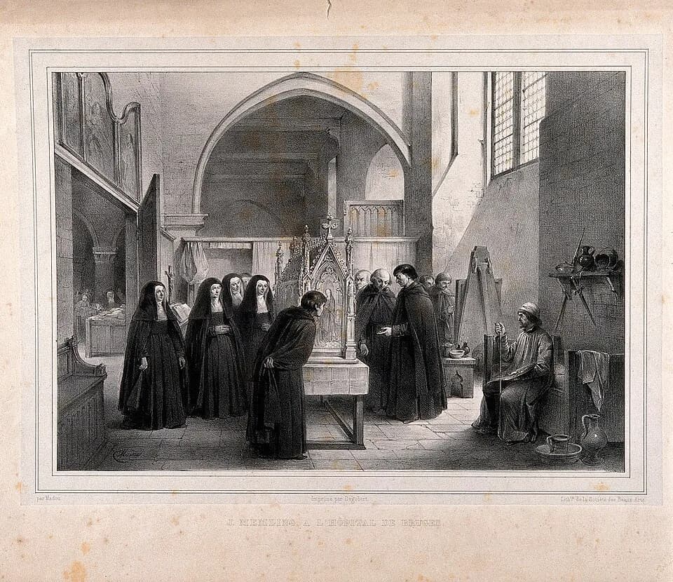 Hans Memling - Bruges hospital, Belgium. Lithograph by J. Madou.

Iconographic Collections
Keywords: Jean-Baptiste Madou; Jean Memling