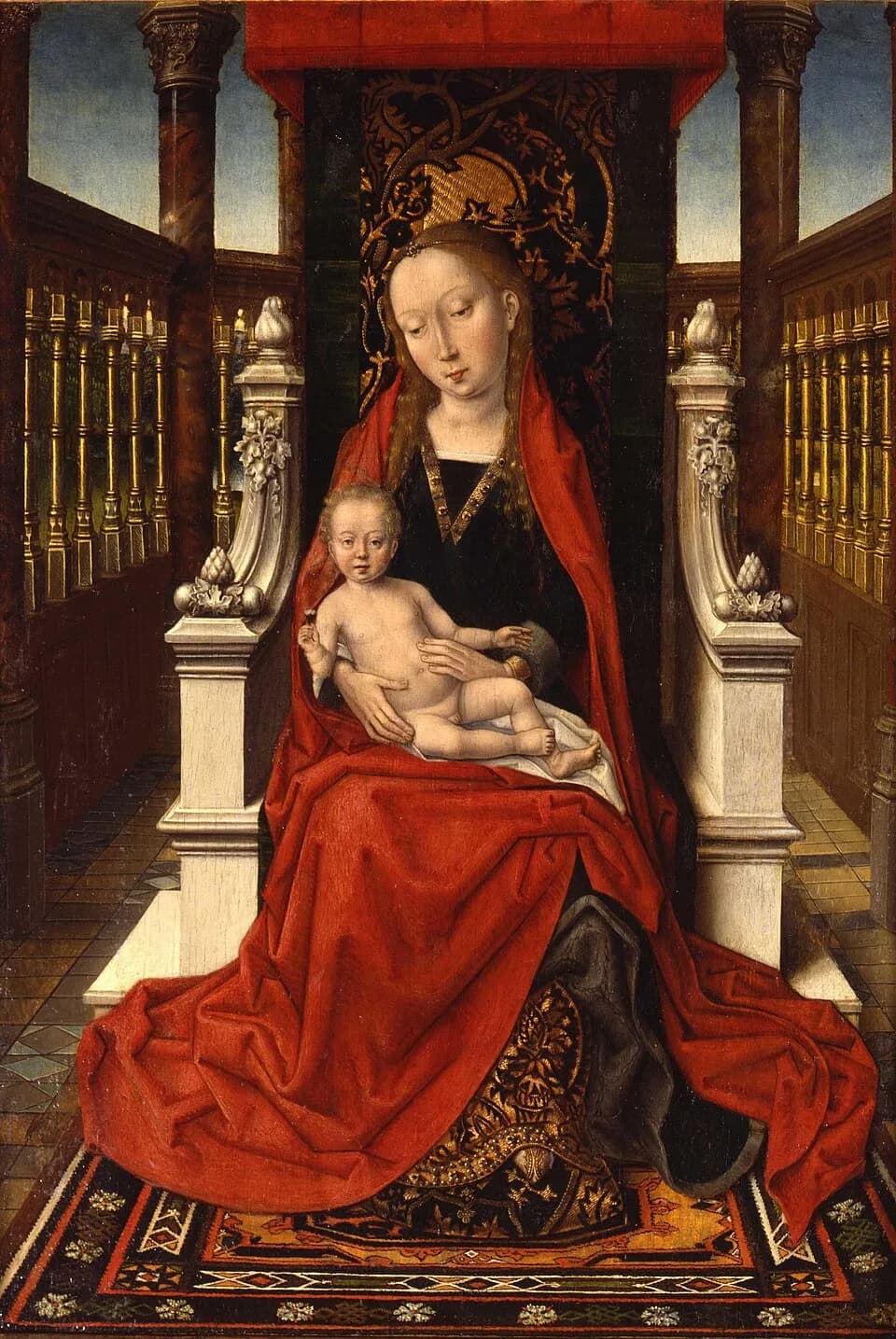 Hans Memling - After Hans Memling - Enthroned Maria with child.jpg
