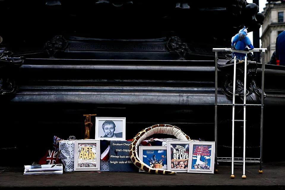 Graham Chapman - A Tribute to Graham Chapman of Monty Python fame, seen at London's Piccadilly Circus.