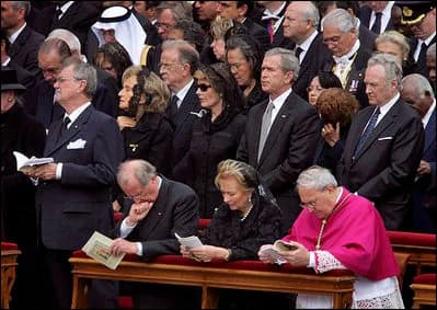 Jorge Sampaio - Friday, April 8, 2005,Requiem mass for HH John Paul II.
Left to right, second row:

Jacques Chirac, President of France
Henri de Laborde de Monpezat, Prince Consort of Denmark
Bernadet